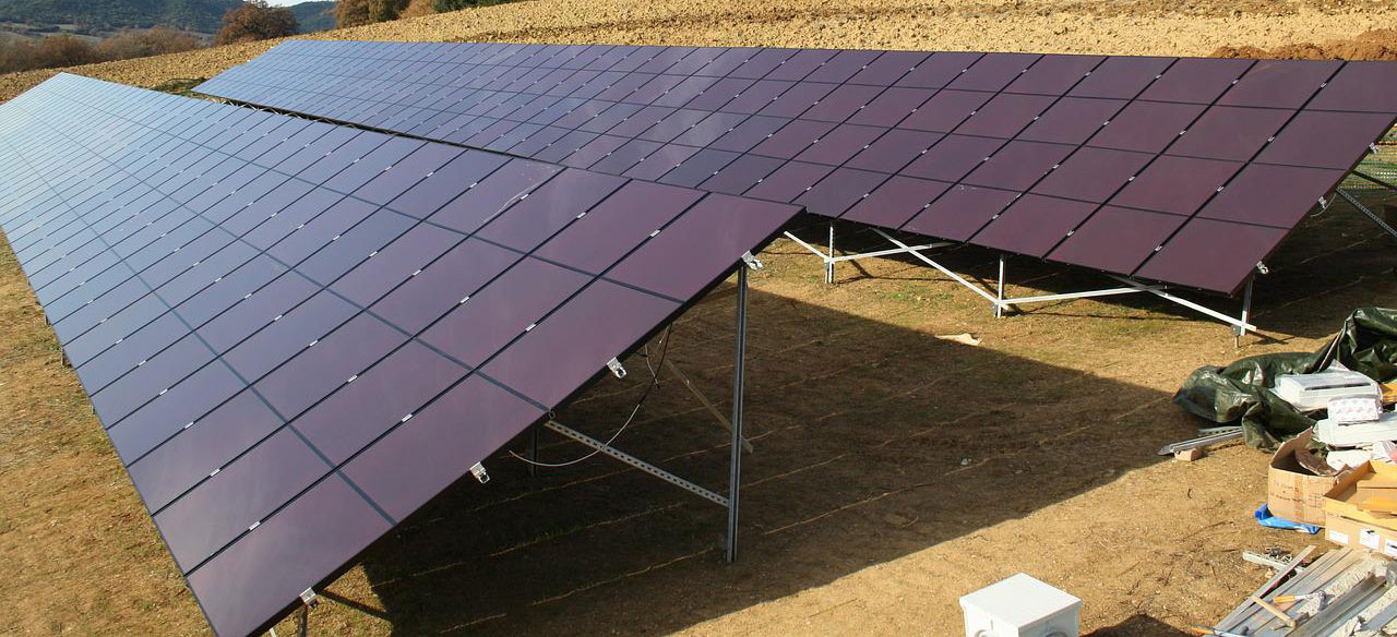 Solar panels installed on the ground