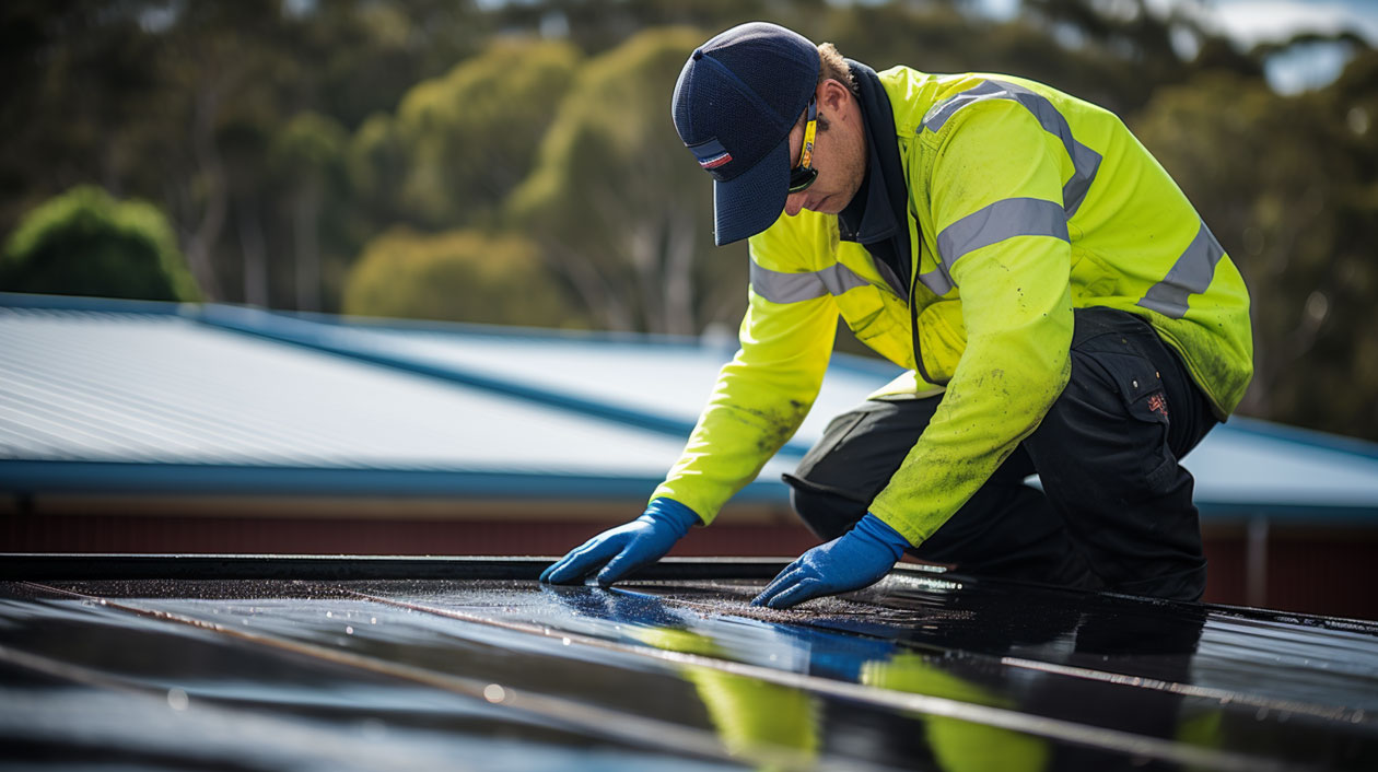 Cleaning a solar panel with a microfibre cloth
